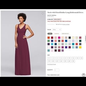 David’s Bridal Wine Bridesmaid Dress